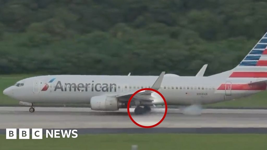 American Airlines plane tyre blows out during take-off in Tampa